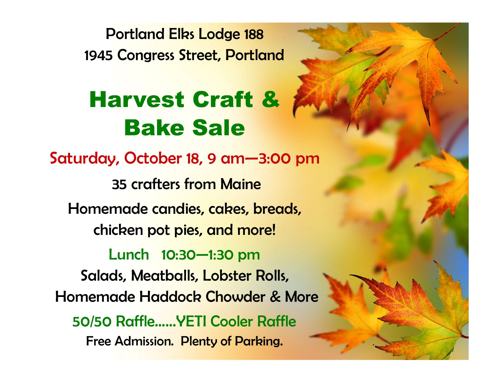 Harvest Craft and Bake Sale